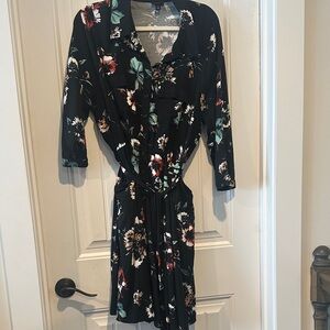 Torrid Black Floral Long Sleeve Dress